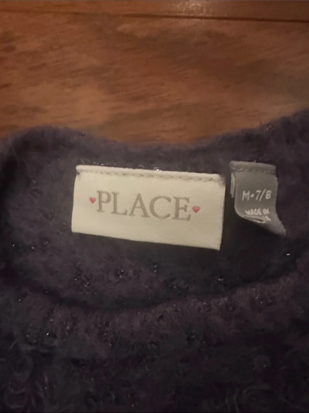 The Children's Place Fuzzy Glitter Purple Crewneck Sweater